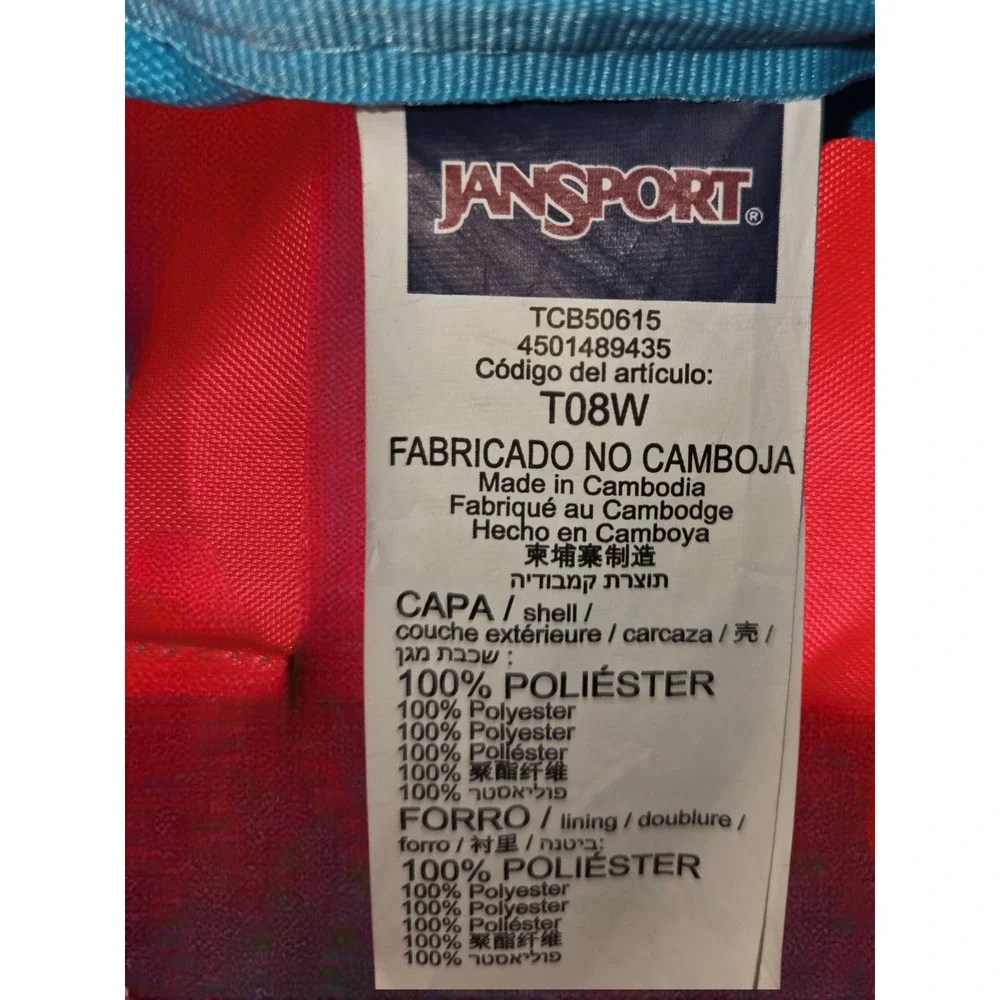 JanSport SuperBreak Backpack Turquoise Blue Coral Pink T08W Kids School Bag